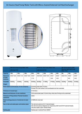 Micro Channel External Coil Air Source Heat Pump Water Tank Voor Verwarming En Warmwatervoorziening